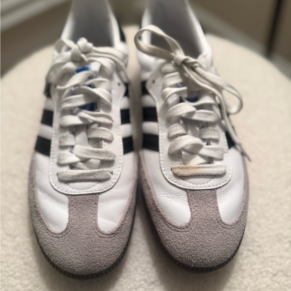 Adidas White and Gray Shoes with Black Accents